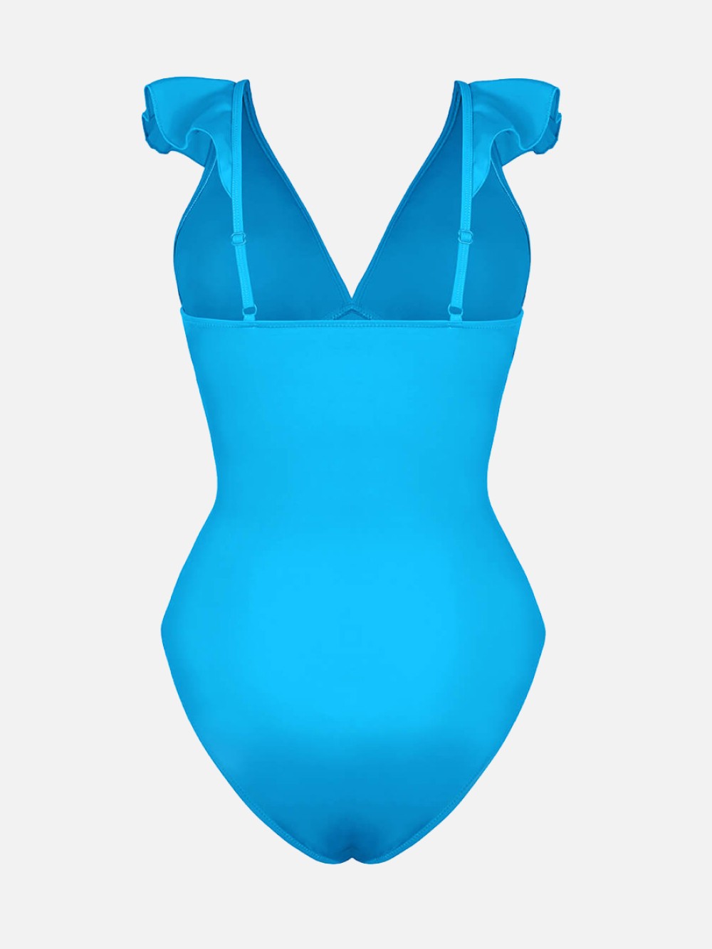 Ruffled One Piece V Neck Lace Up Shaping Swimsuit