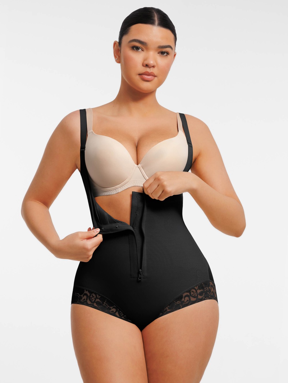 Wholesale U-shaped Bust Lifting Front Zipper Lace Shapewear
