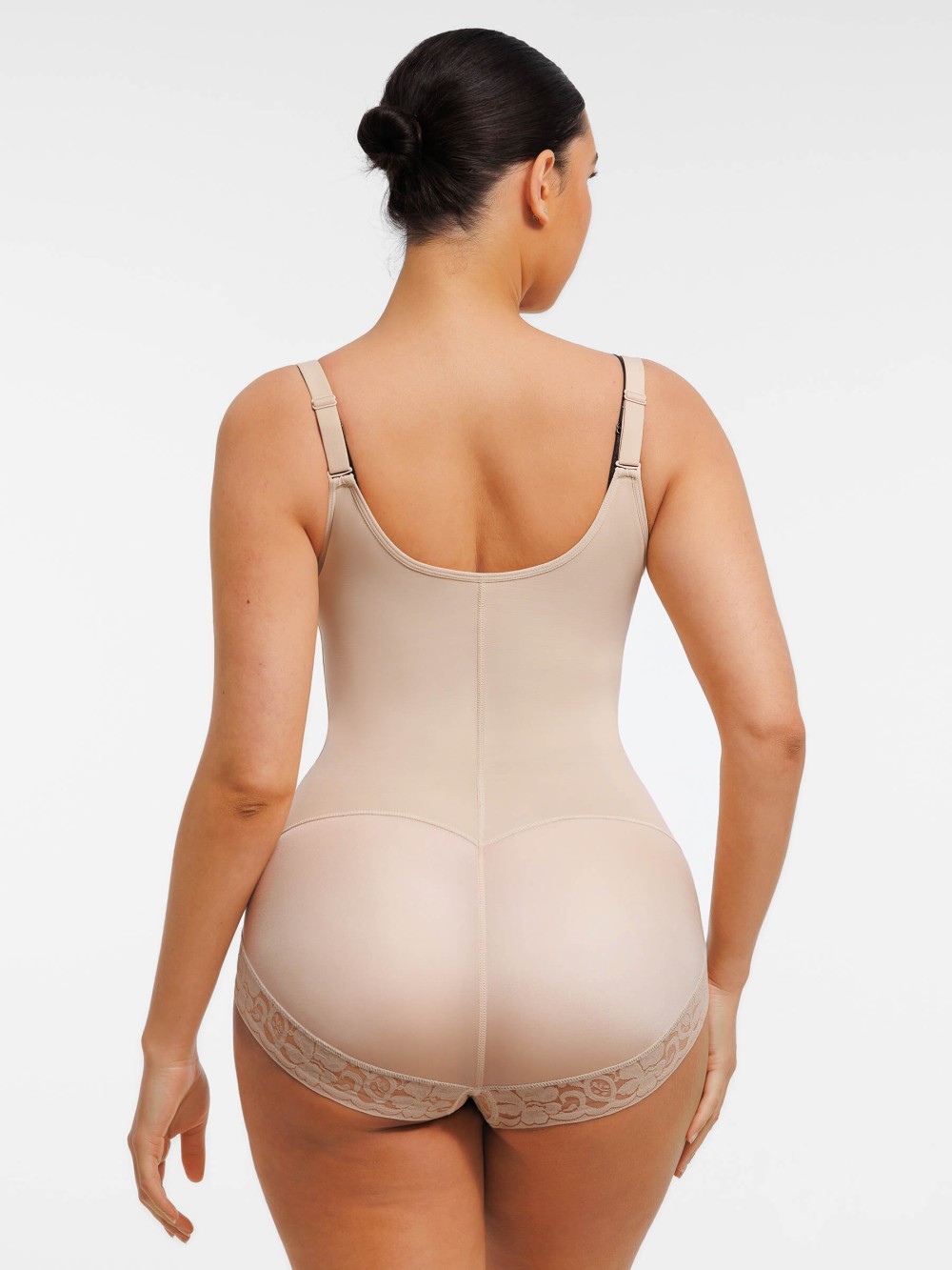 U-shaped Bust Lifting Front Zipper Lace Shapewear