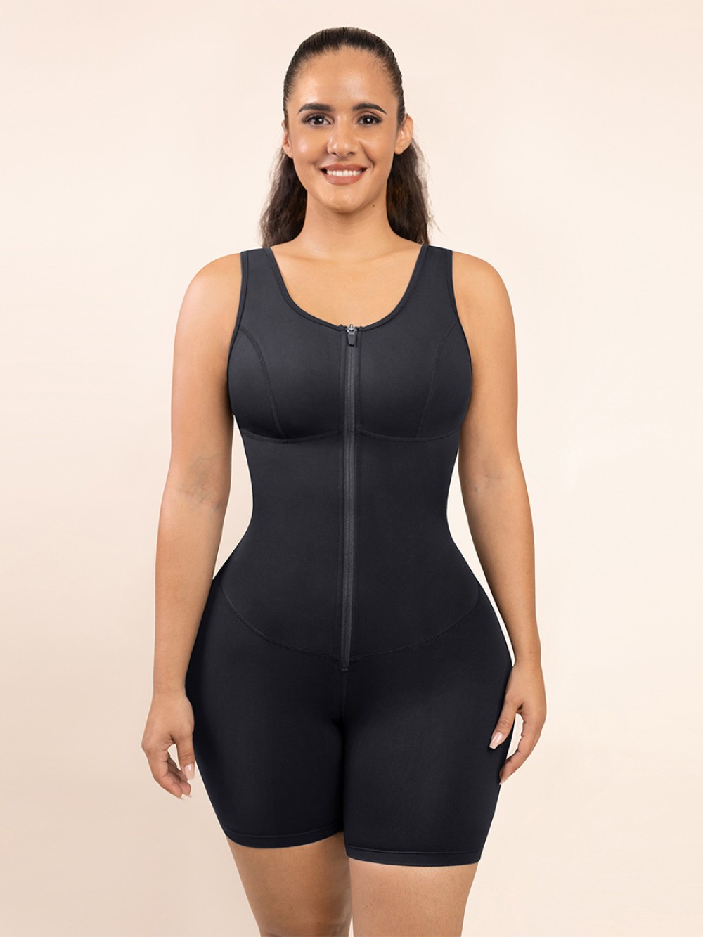 Front Zipper Full Body Shaper Tummy Fabric 100% latex Shapewear For Women
