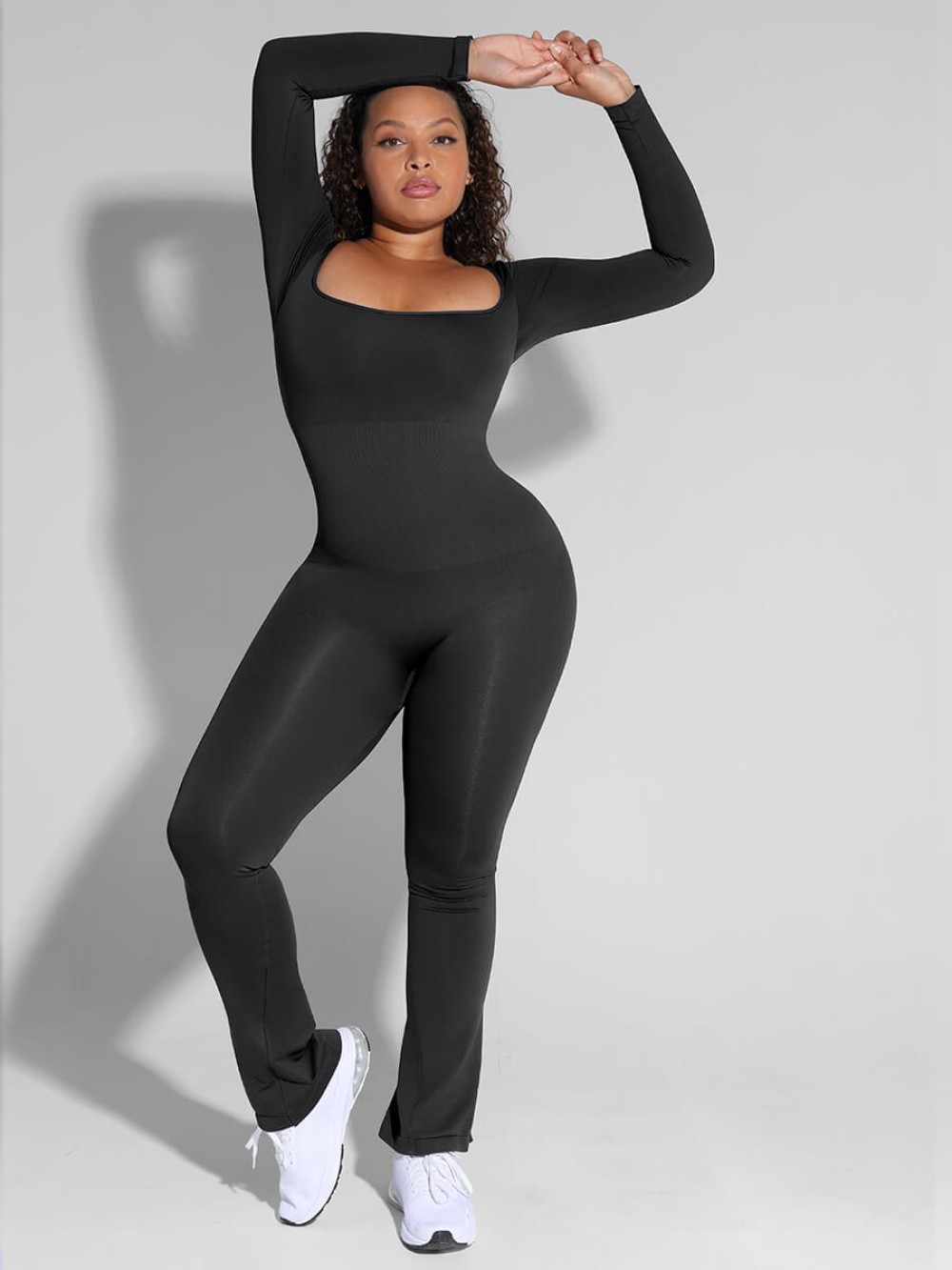 Seamless Inverted T-shoulder one-piece Flared Jumpsuit