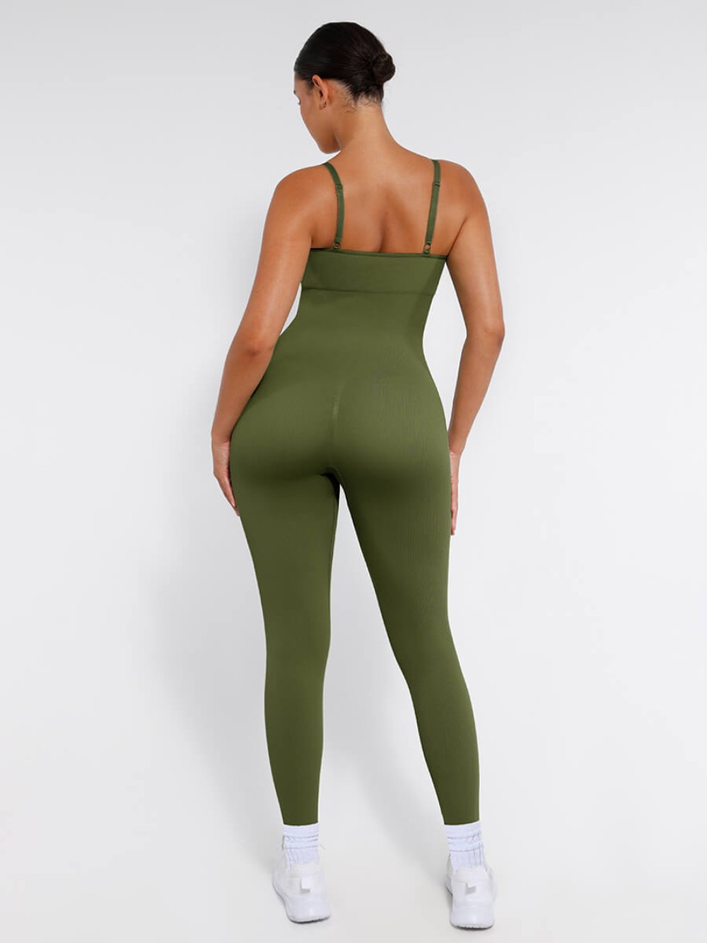 High Stretchy Seamless Tummy Control Jumpsuit Removable cup pads