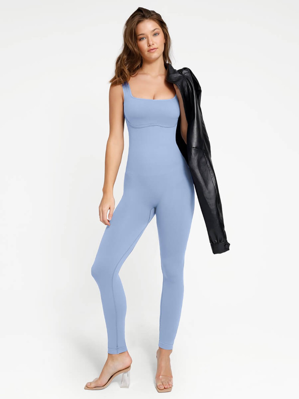 Square Neck Seamless U-Shaped Back Design Shaping Jumpsuit