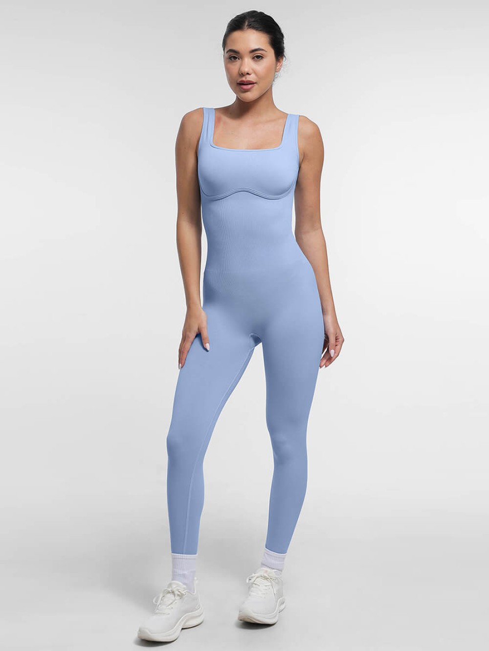 Square Neck Seamless U-Shaped Back Design Shaping Jumpsuit