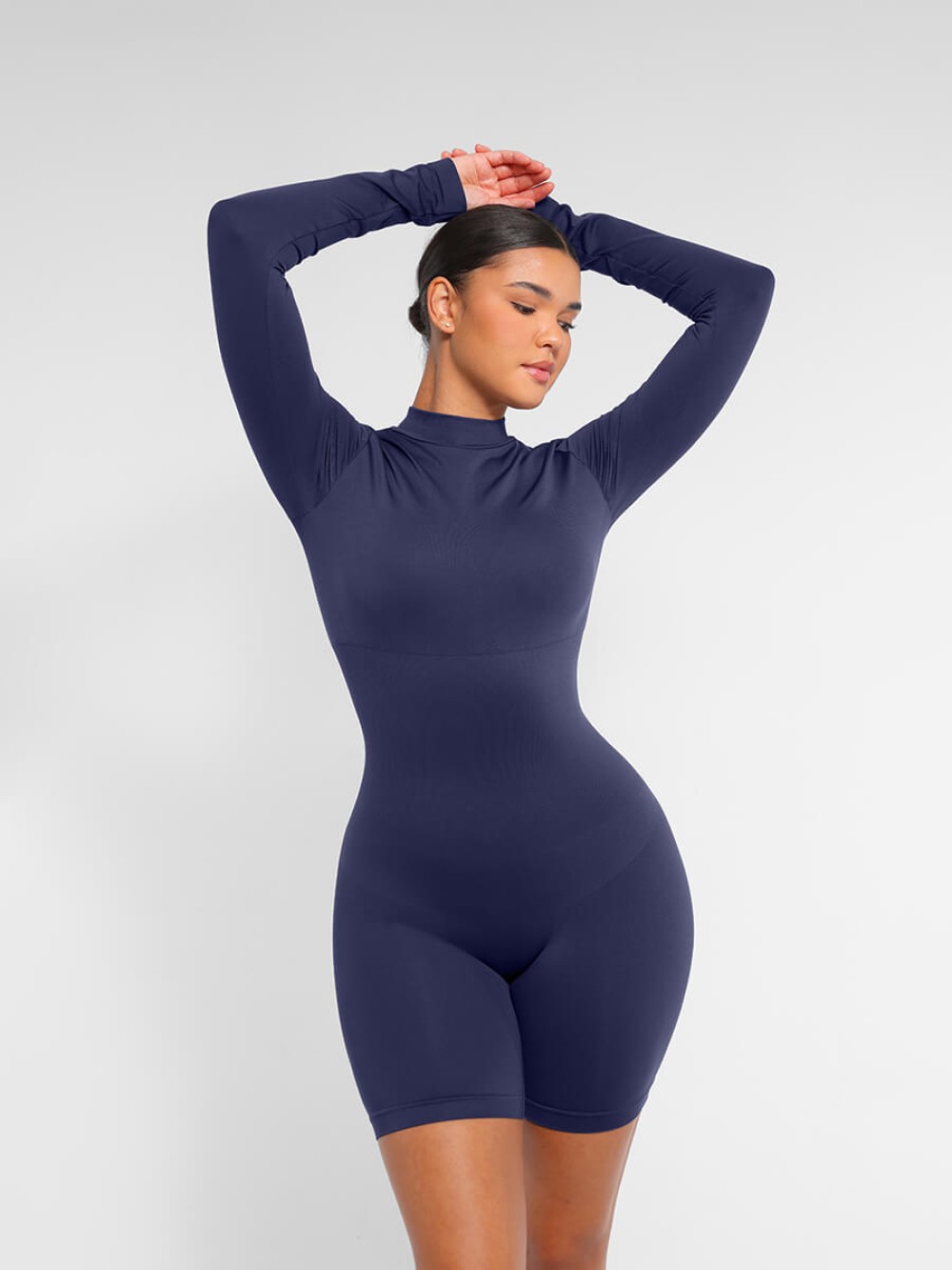 Fashion Seamless Turtleneck Jumpsuit with Removable Cups