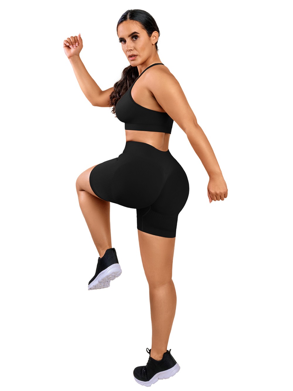Black Women Short Sport Yoga Set