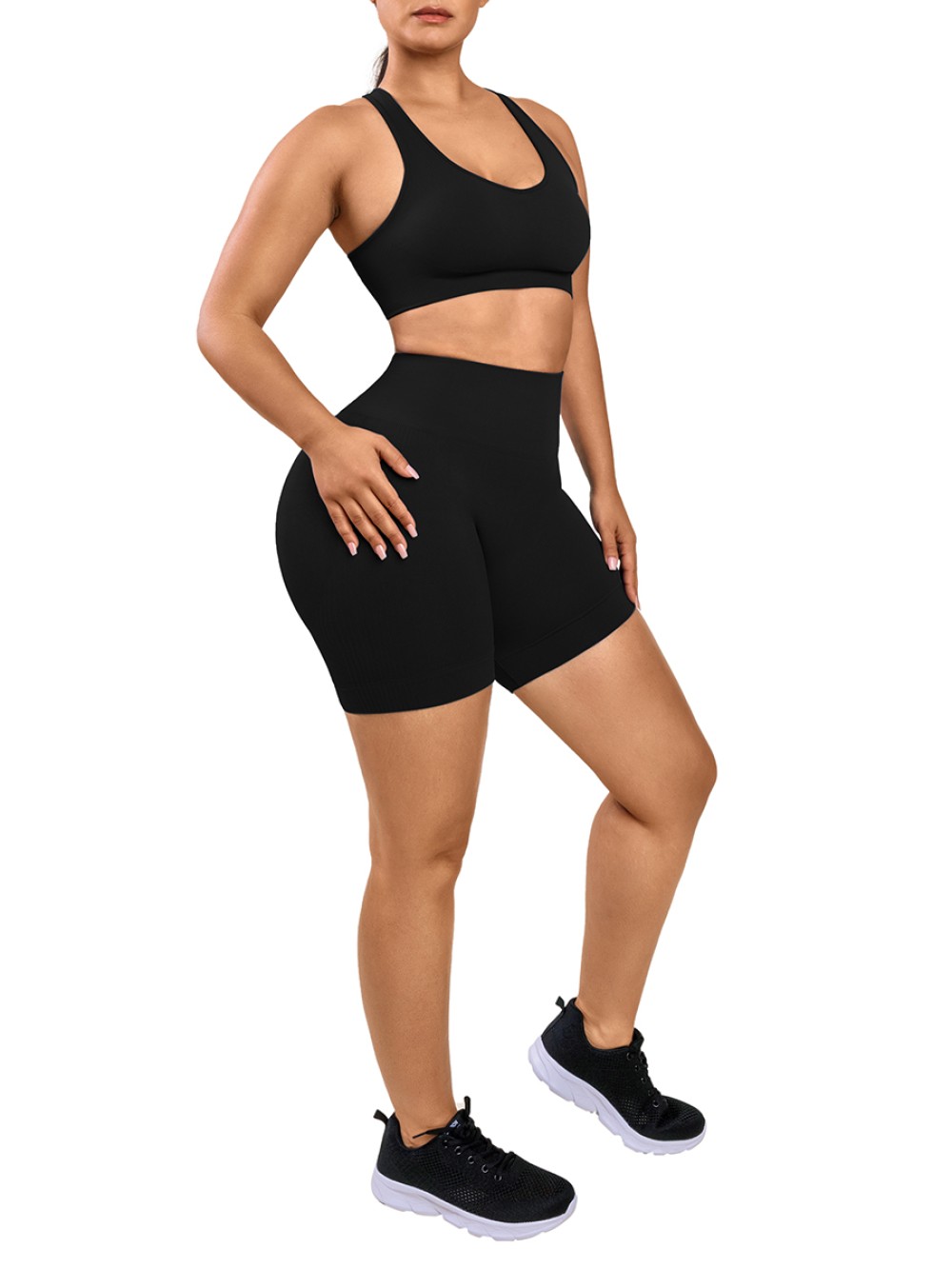 Black Women Short Sport Yoga Set