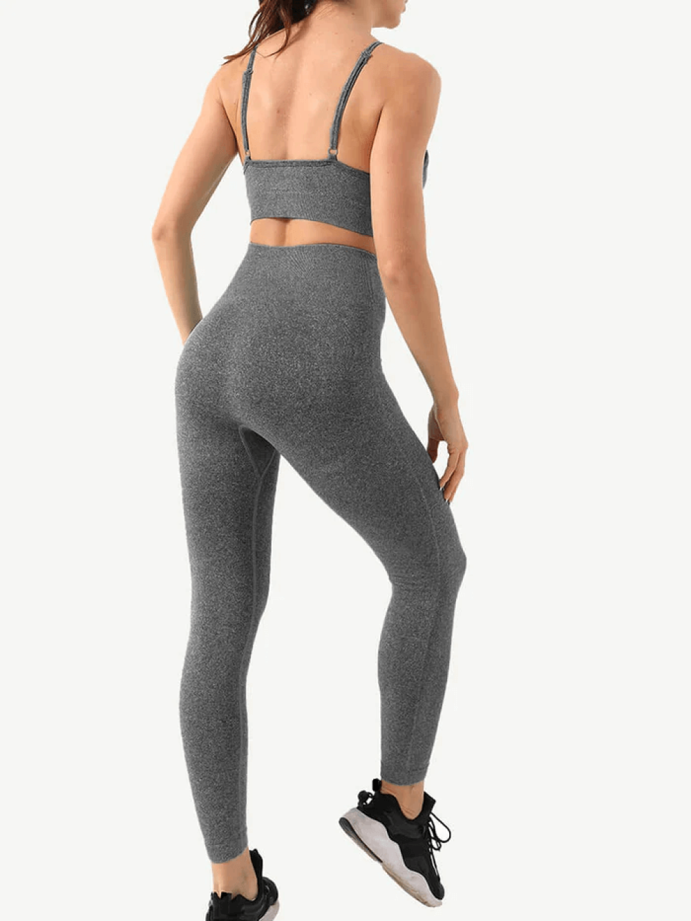 Grey Seamless Yoga Leggings Set