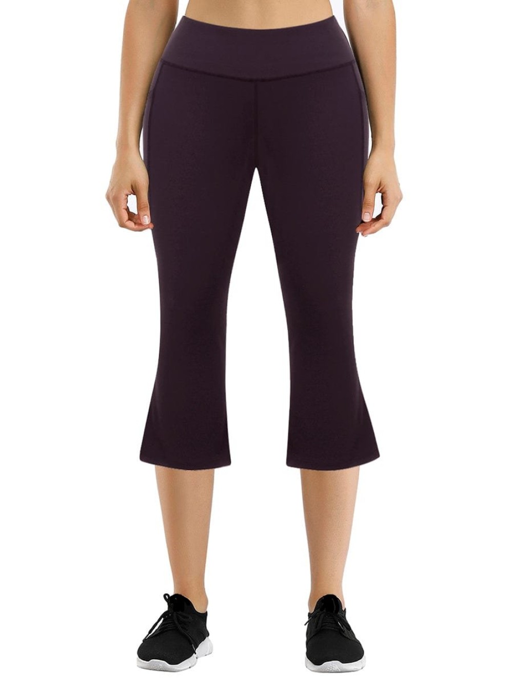 Incredibly Purple Elastic Waist Keen-Length Yoga Pants For Female