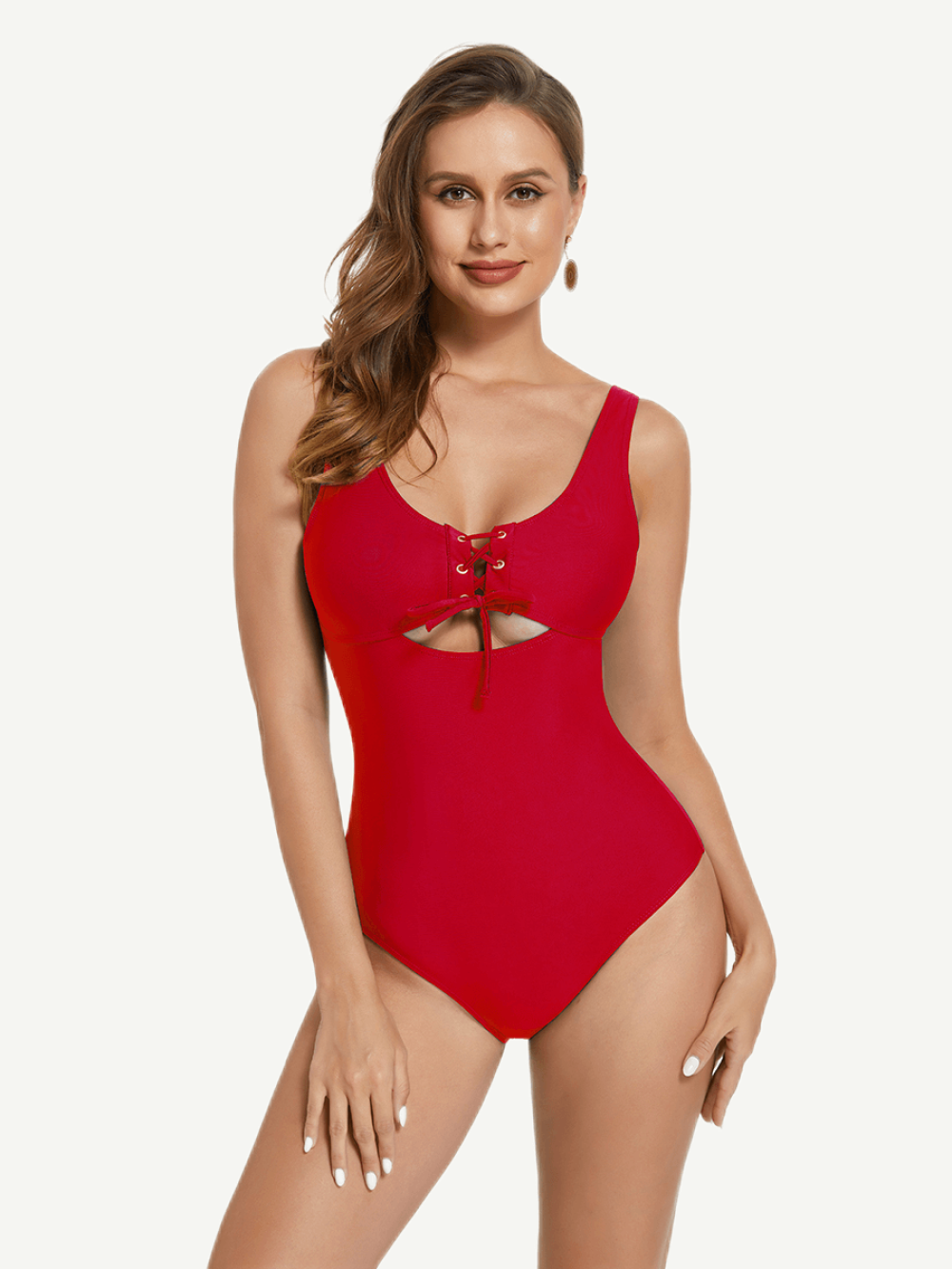 Red One Piece Swimwear Plus Size Swimsuit