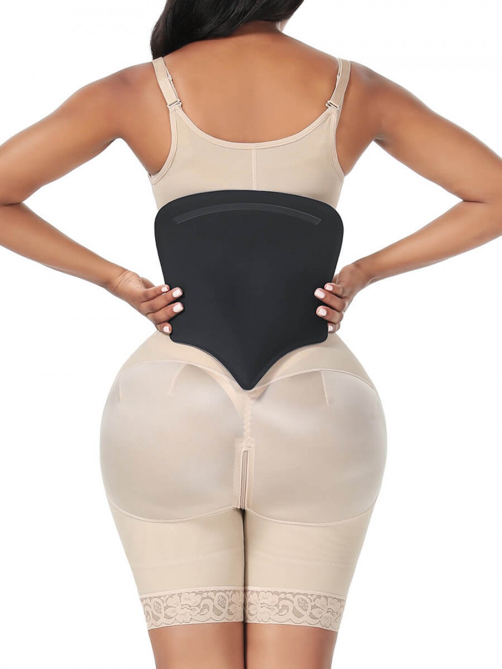 Gray Woman Compression Board Breathable Waist Trainer After Surgery