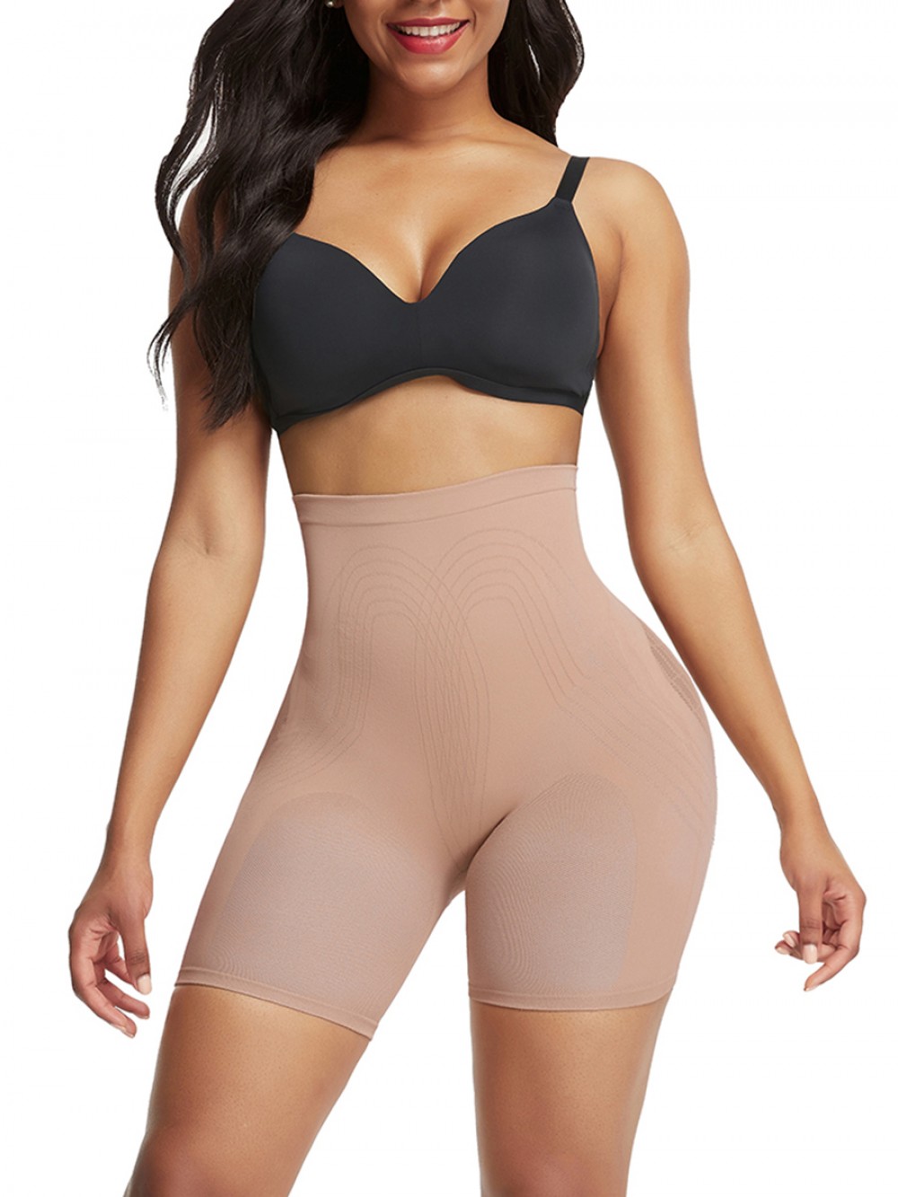 Skin Color Thigh Length Body Shaper Buttock Lifter High Rise Breathable