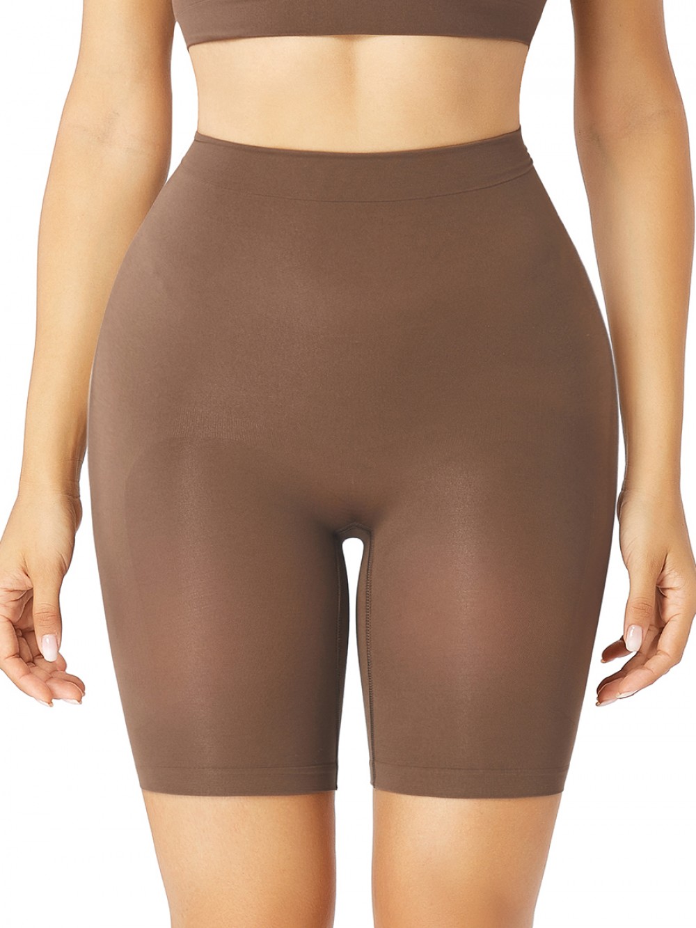 Brown Shapewear Shorts Butt Lifter Anti-Slip Weight Loss