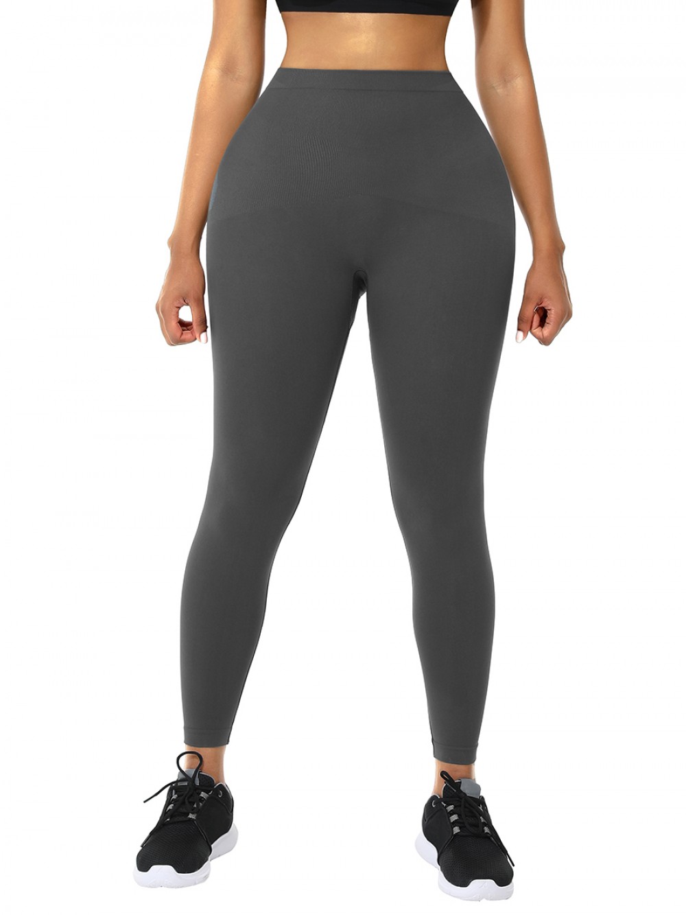 Gray Ankle Length Seamless High Waisted Control Pants Lose Weight