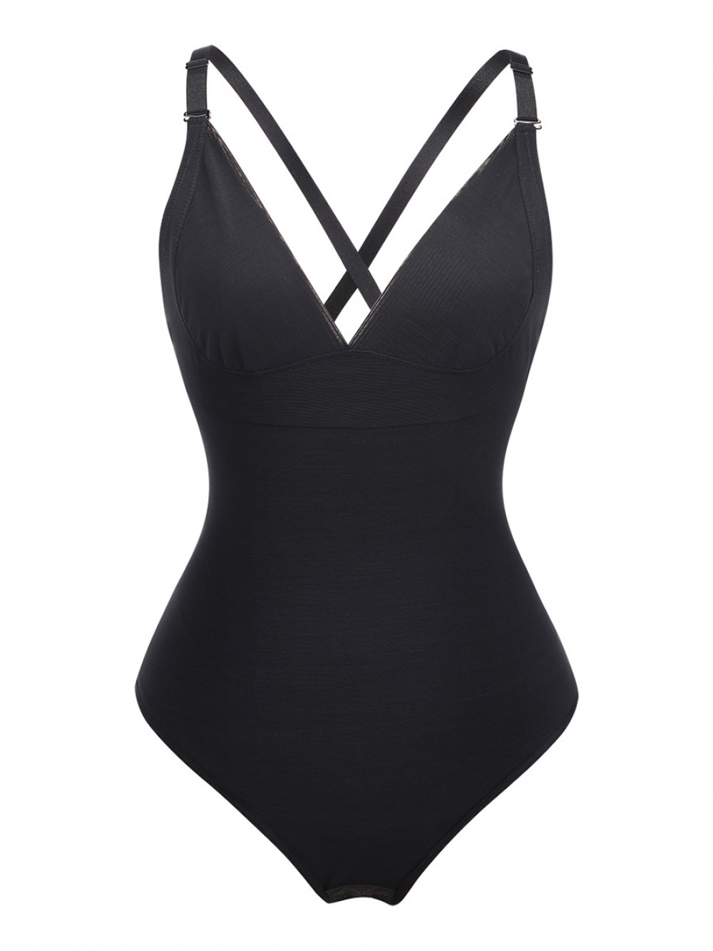 Super Sexy Black Adjustable Straps Plus Size Shape Bodysuit Tailored Shape
