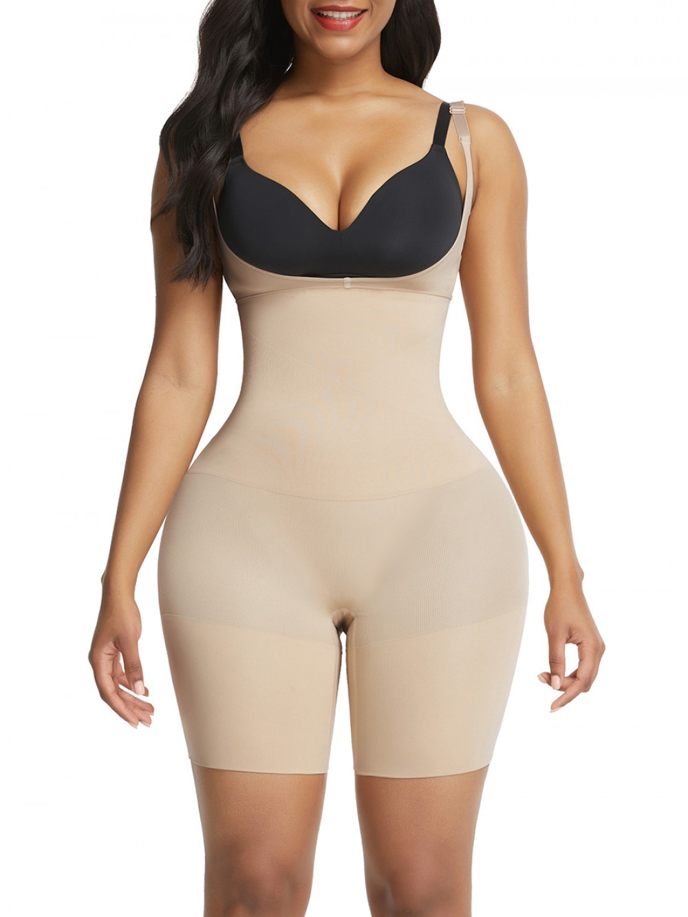Skin Color Plus Size Adjustable Seamless Full Body Shaper High Rise