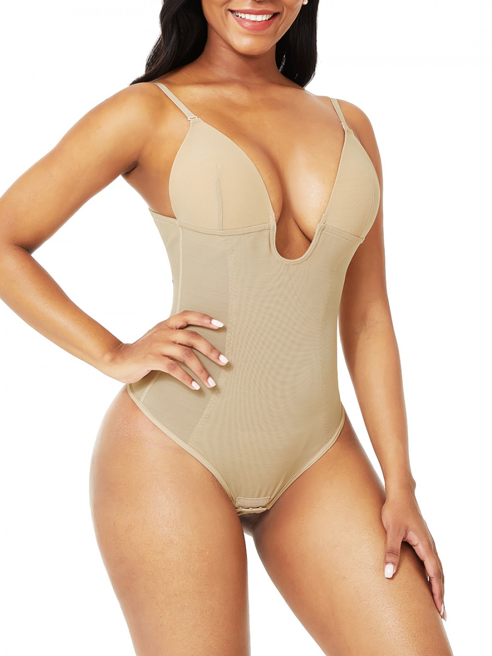 Nude Plus Size Low-Back Thong Body Shaper Sensual Curves