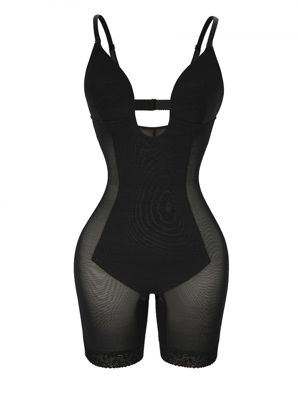 Black Full Body Shaper Wired Plunge Collar Natural Shaping
