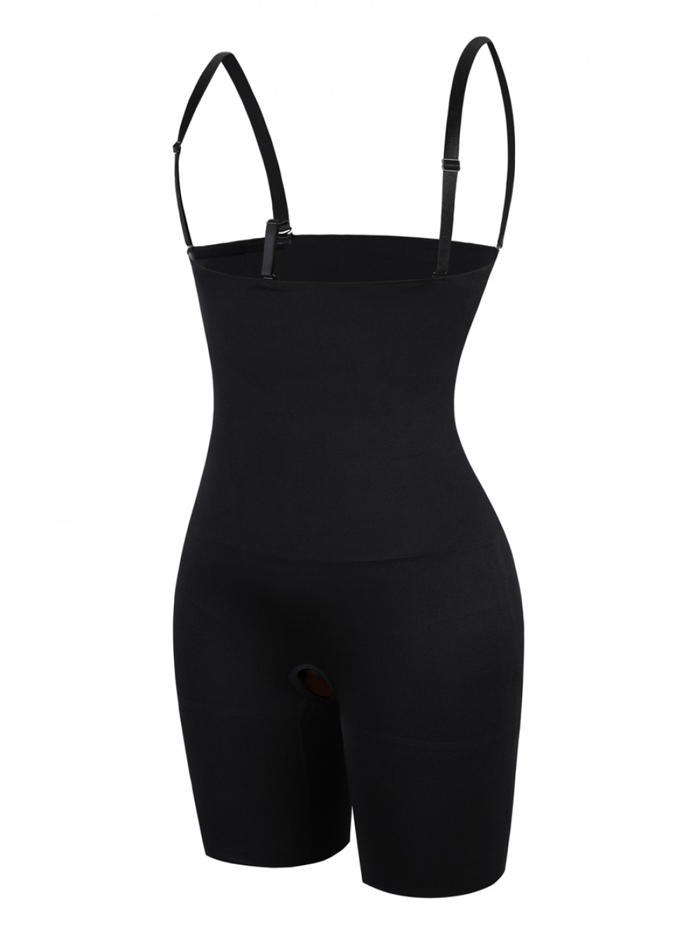 Black Seamless Shapewear Shorts Adjustable Straps Ultra Light