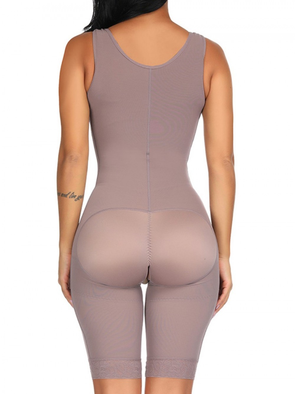 Brown Queen Size Plain Crotchless Bodysuit Unpadded Blood Circulation Boosting