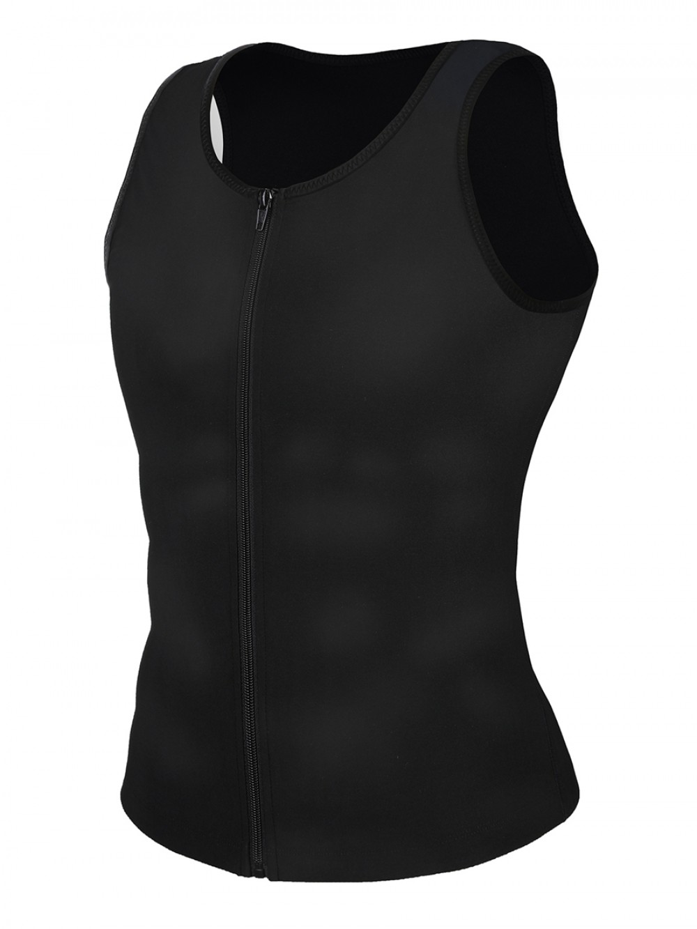 Abdominal Slimmer Black Men's Neoprene Slimming Vest With Zipper Midsection Control
