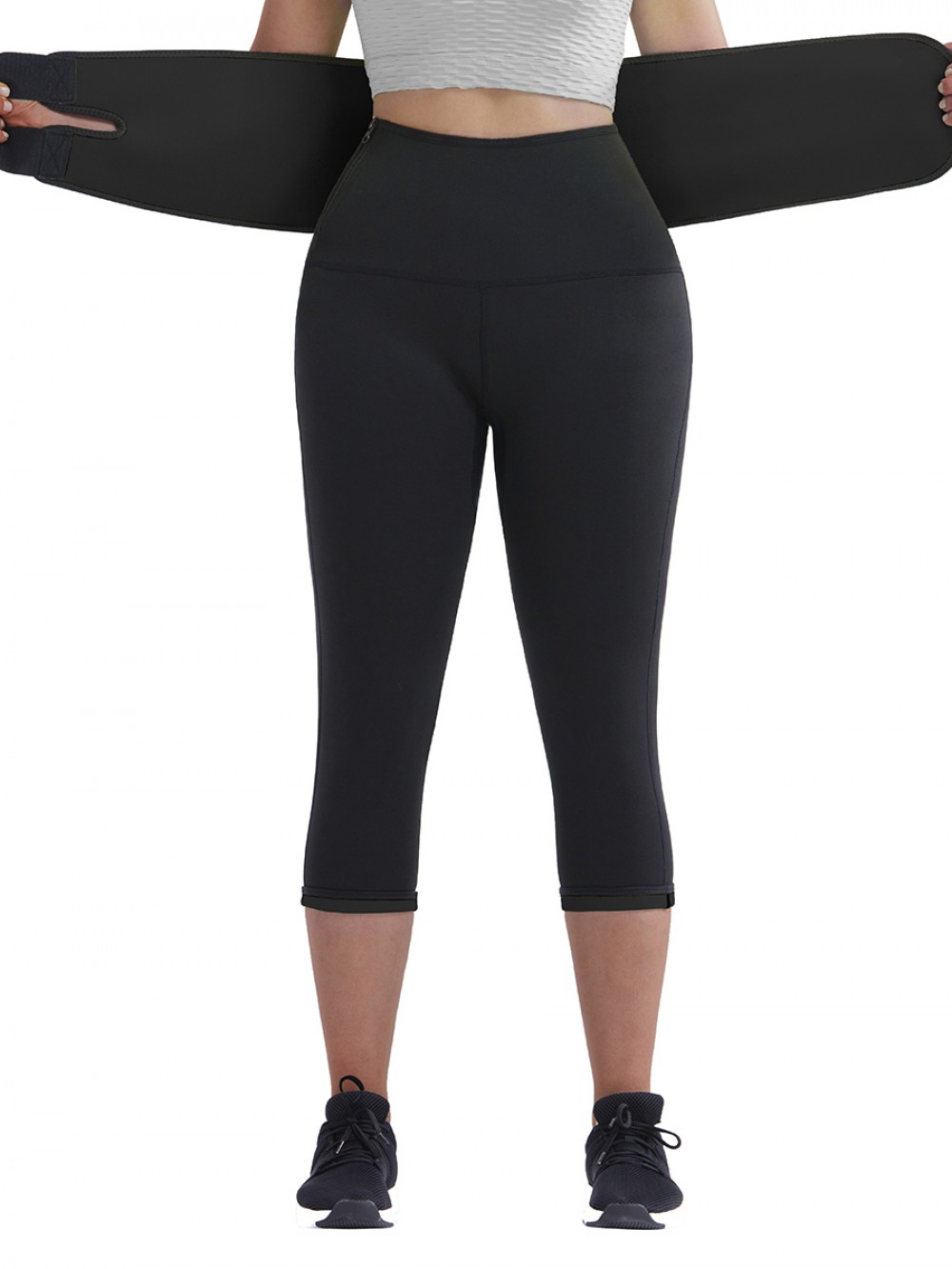 Ultimate Stretch Black Big Size Neoprene Shaper Pants With Belt