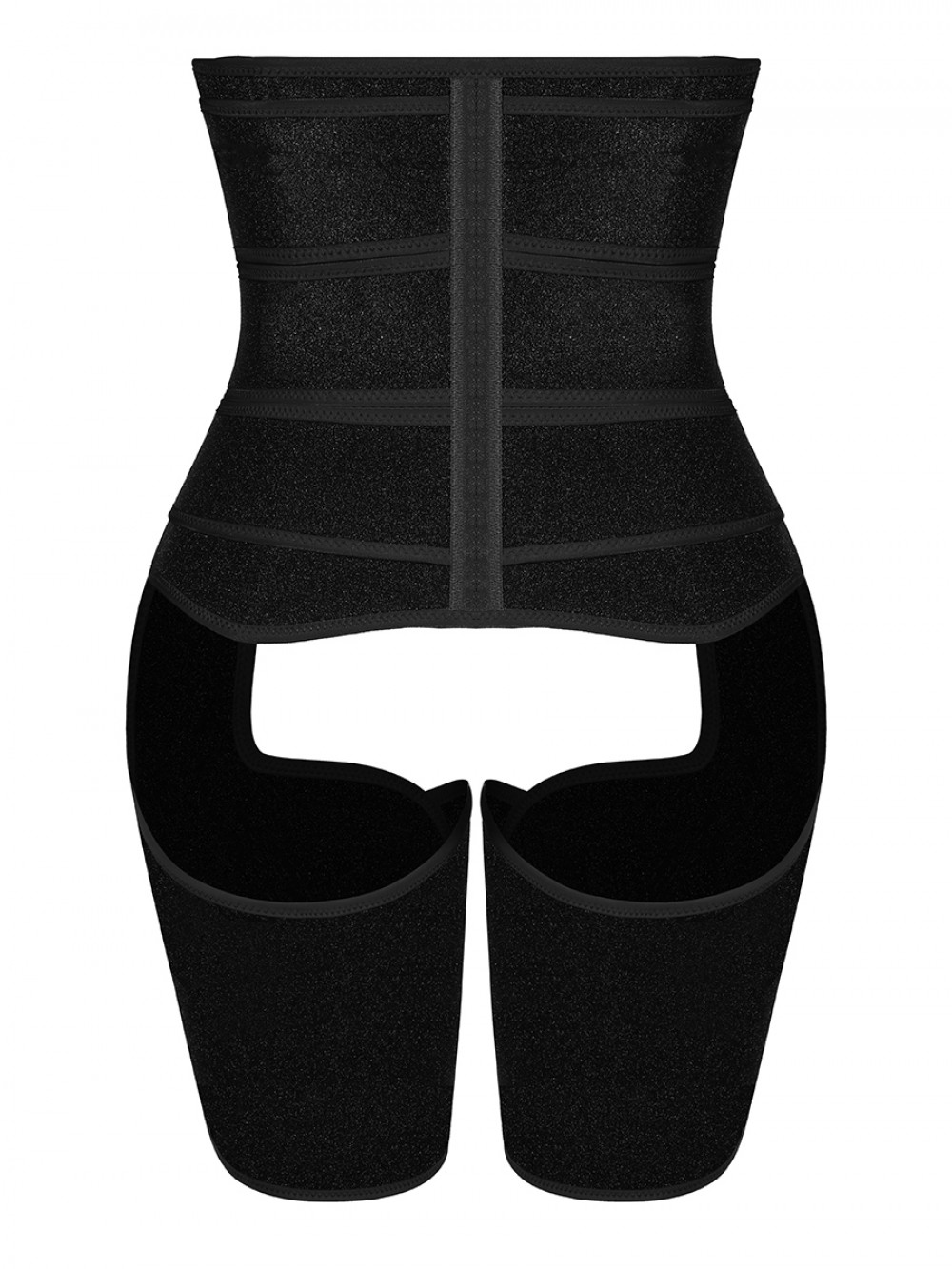 Black 3 Belts Tummy And Thigh Shaper Neoprene Waist Control