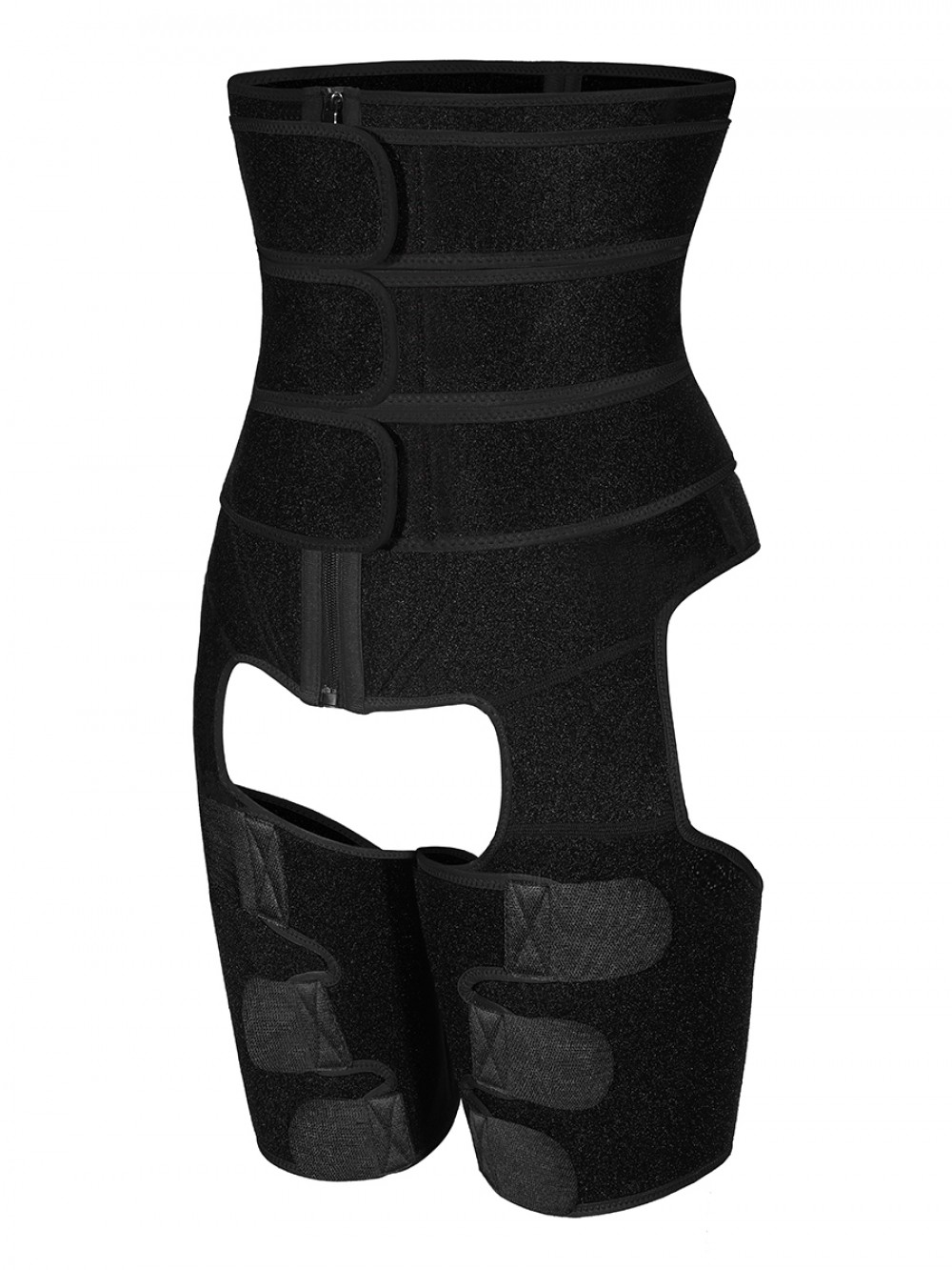 Black 3 Belts Tummy And Thigh Shaper Neoprene Waist Control