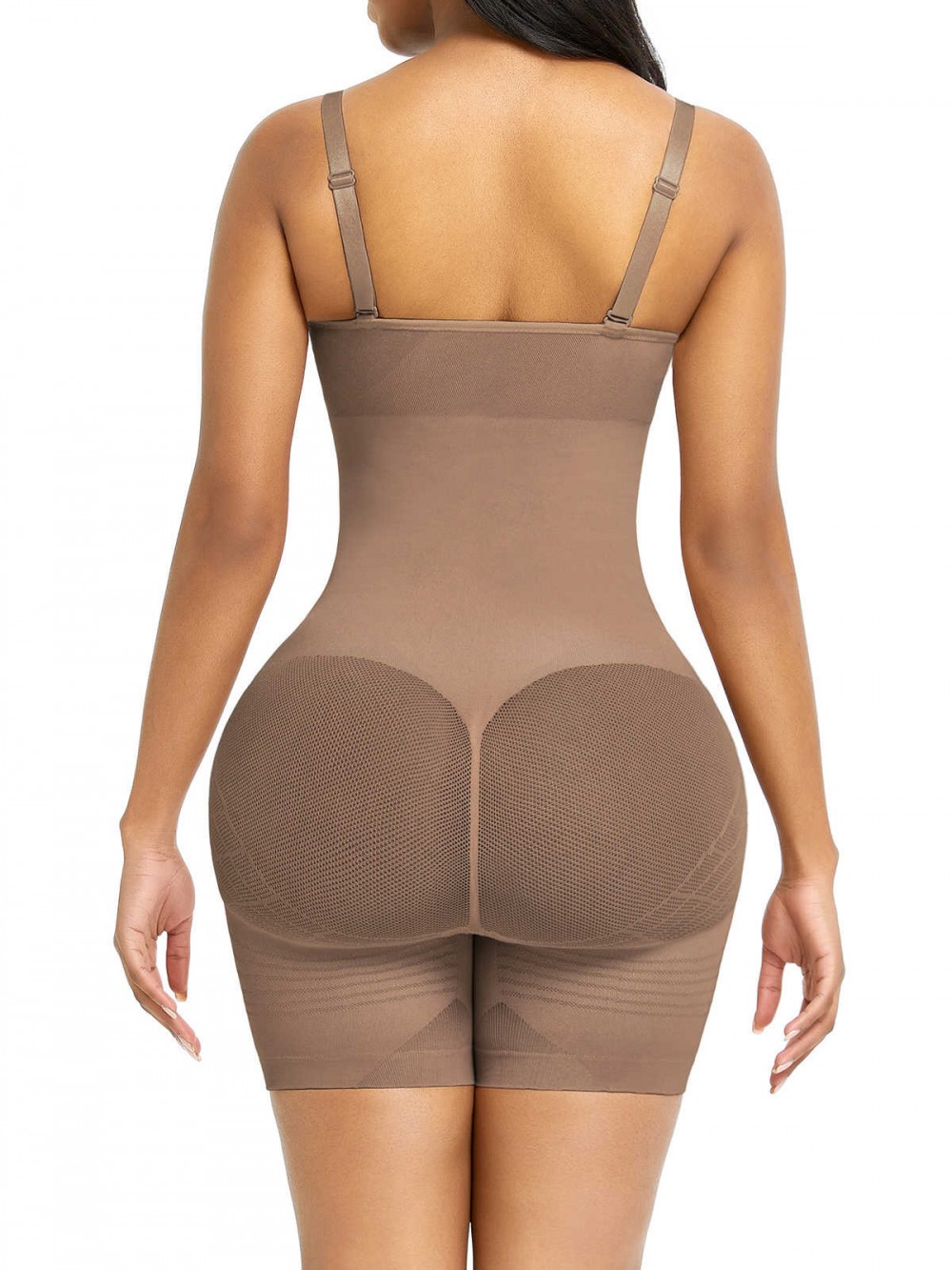 Brown Seamless Shapewear Tummy Control Butt Lifter Thigh Trimmer Bodysuits