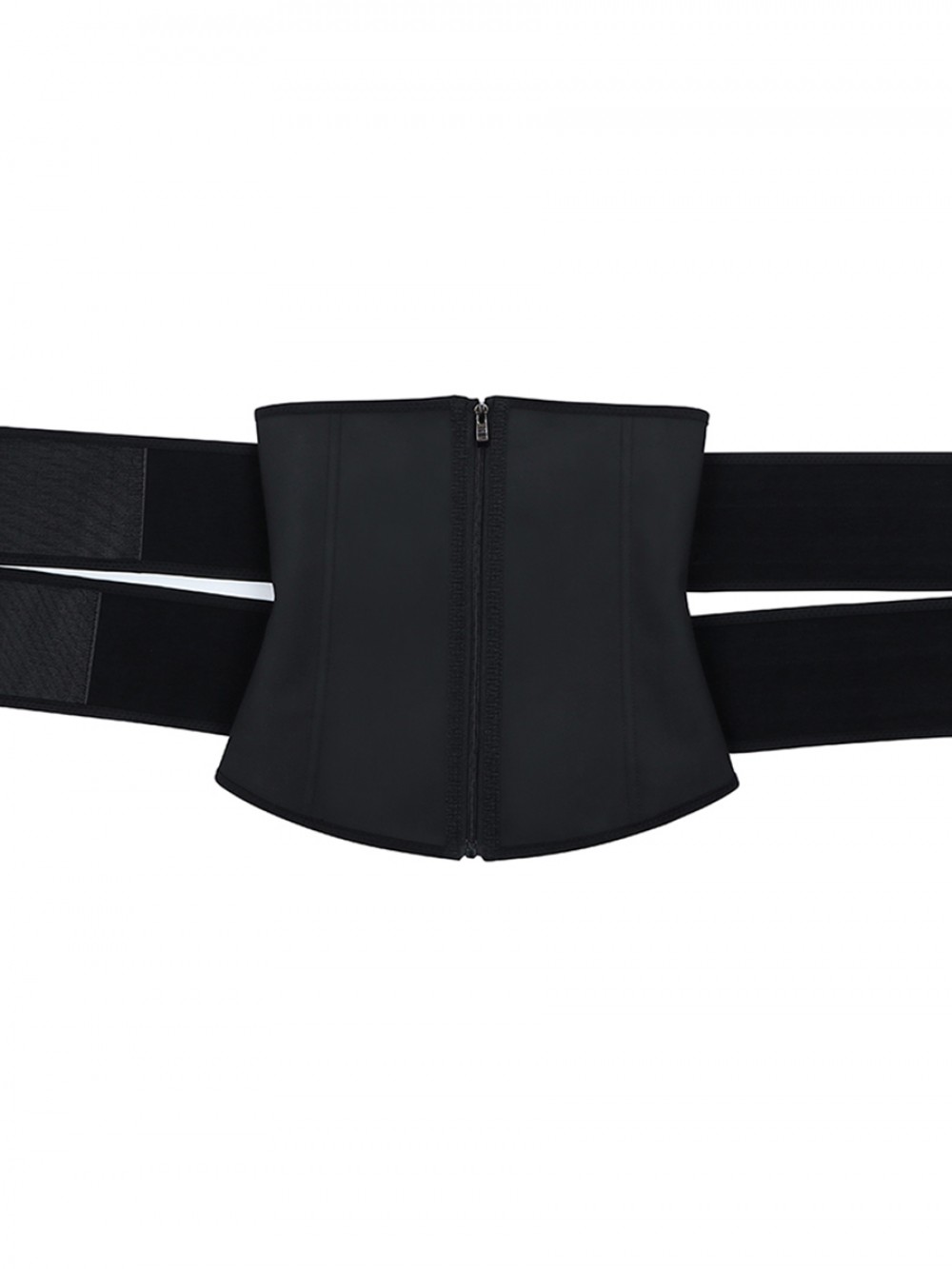 Black 7 Steel Bones Waist Cincher Double Belts Removable Shape
