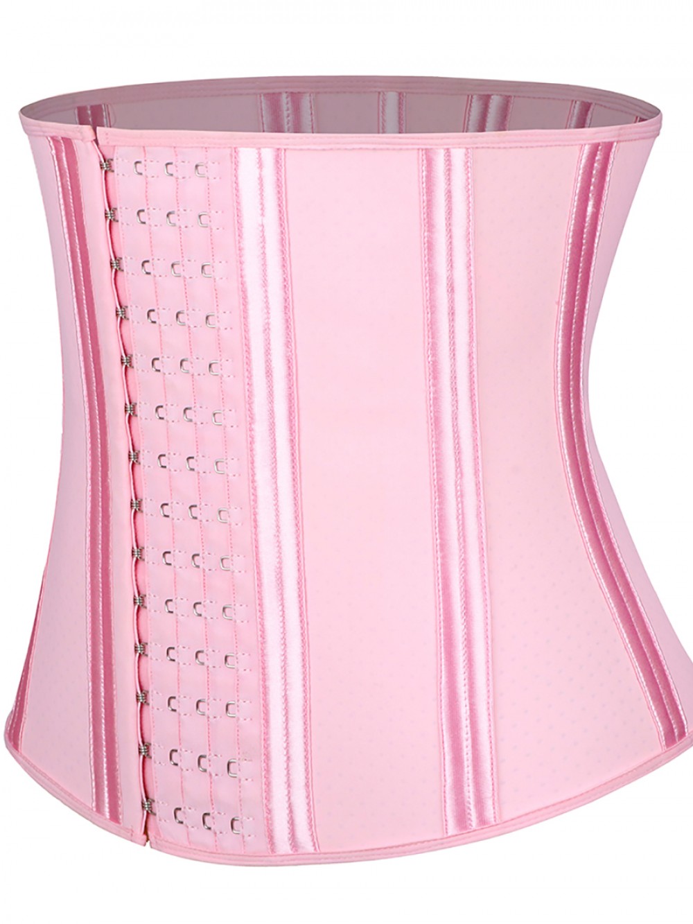 Pink 4 Rows Hook Latex Waist Cincher Belt Three-Layer Waist Control
