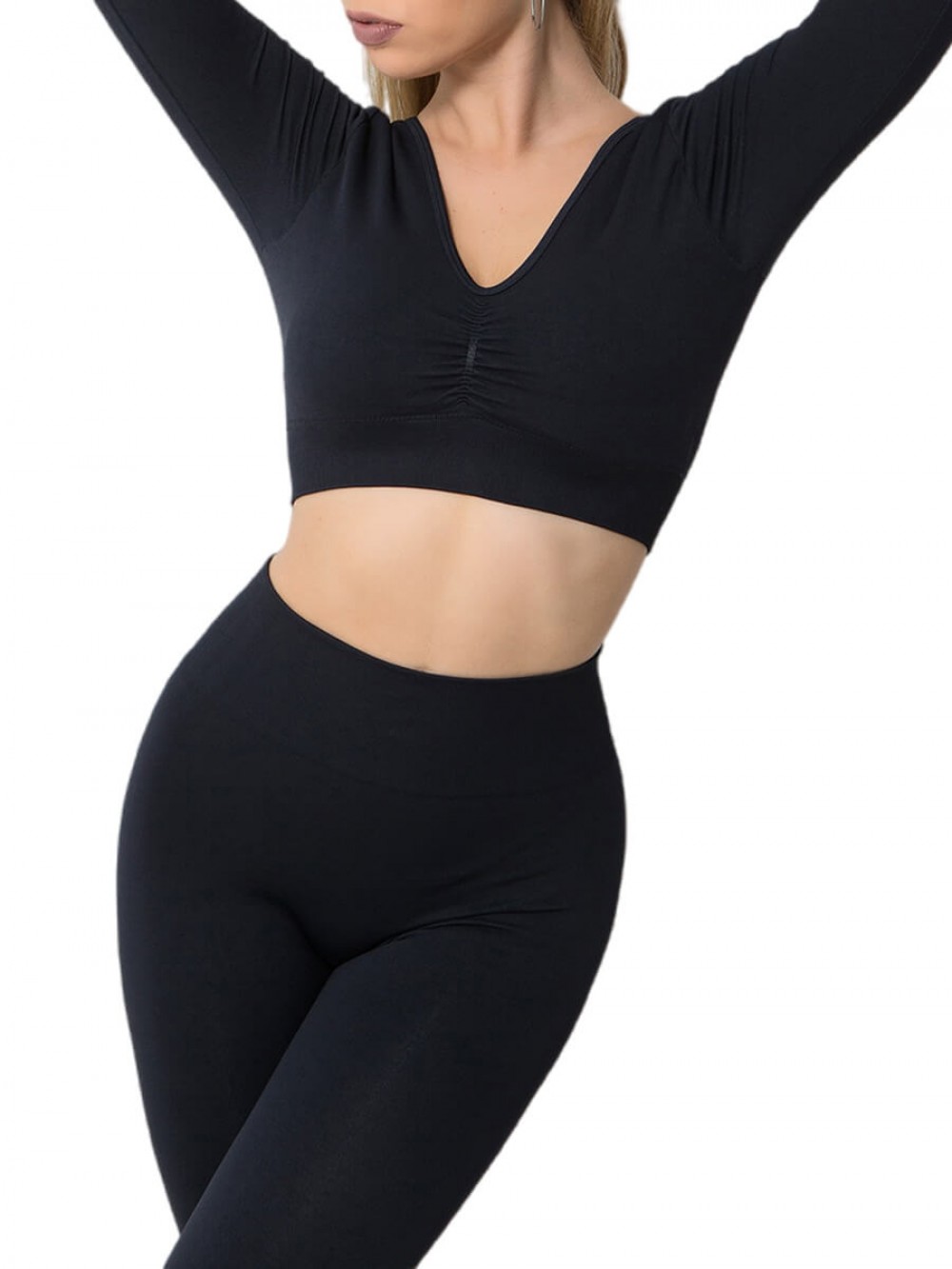 Black Elasticity Spotlight Workout Apparel For Ladies
