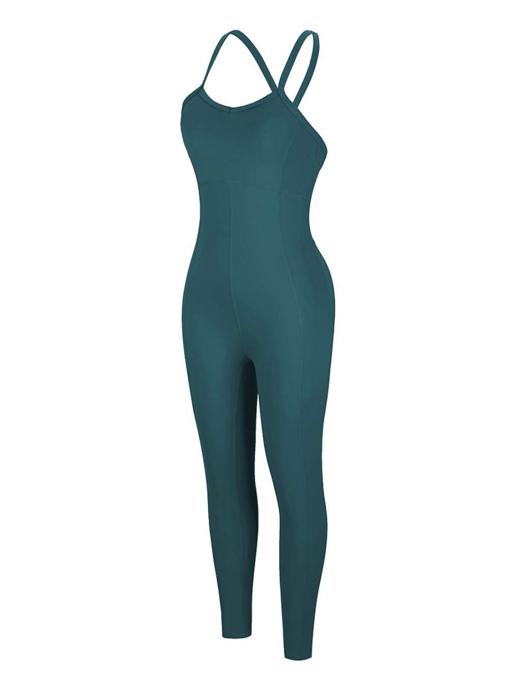 Blue Cross Back Pleated Sling Athletic Jumpsuit For Fitness