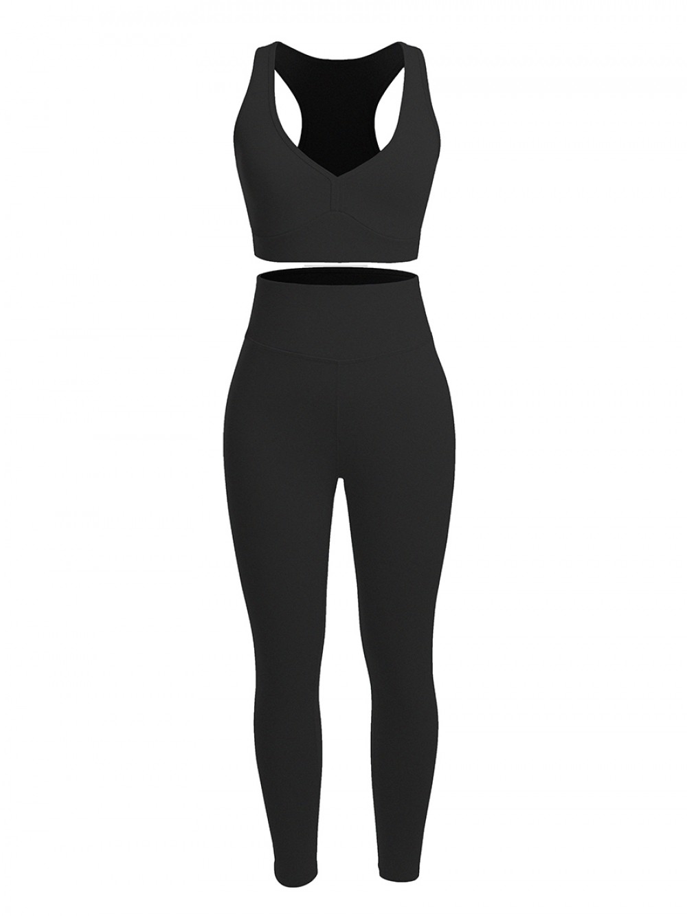 Black Racerback High Waist Pockets Sports Suit Fitness
