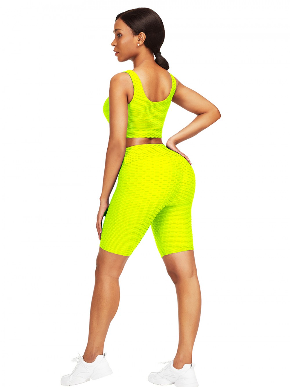 Lavish Yellow Scoop Neck Training Suits High Waist Young Style