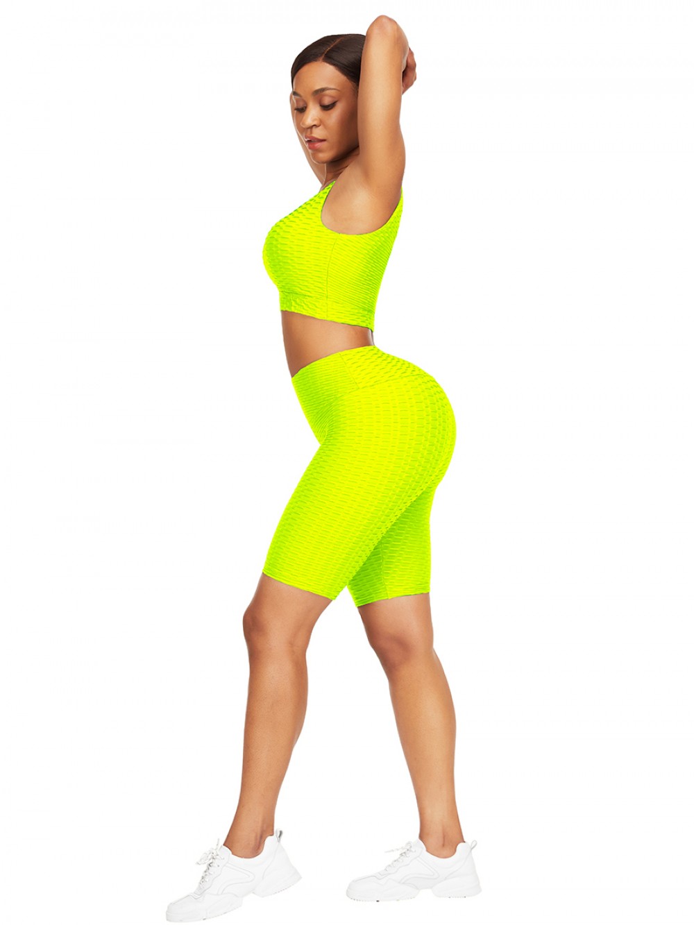 Lavish Yellow Scoop Neck Training Suits High Waist Young Style
