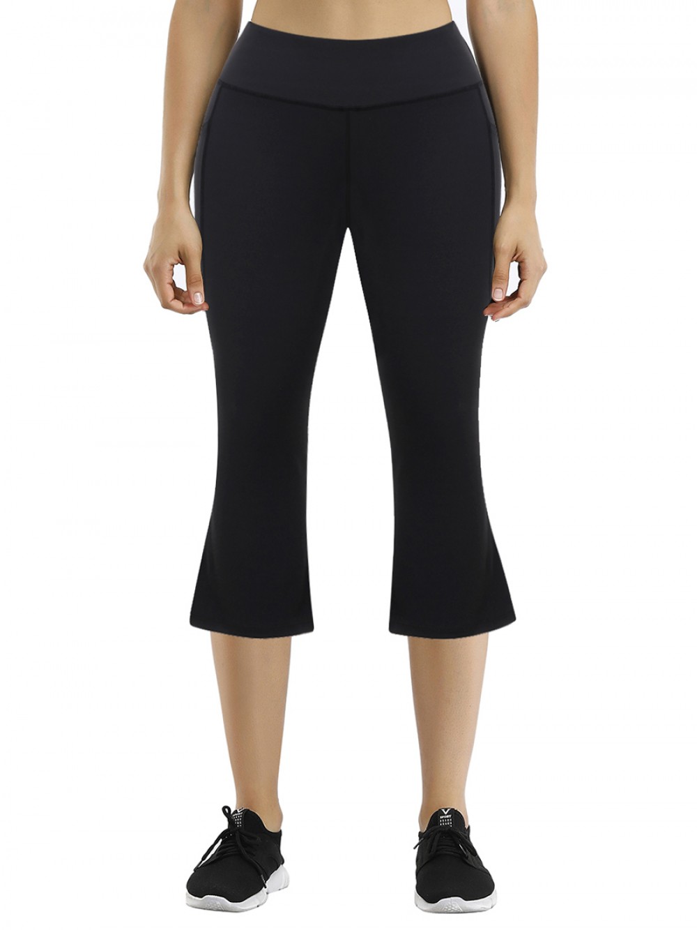 Powerful Black High Rise Keen-Length Yoga Pants Kinetic Fashion