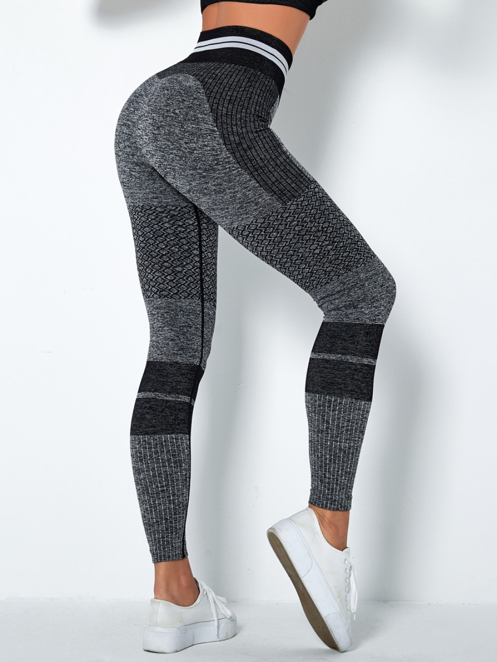 Curve Smoothing Black High Waist Yoga Leggings Seamless Ladies Sportswear