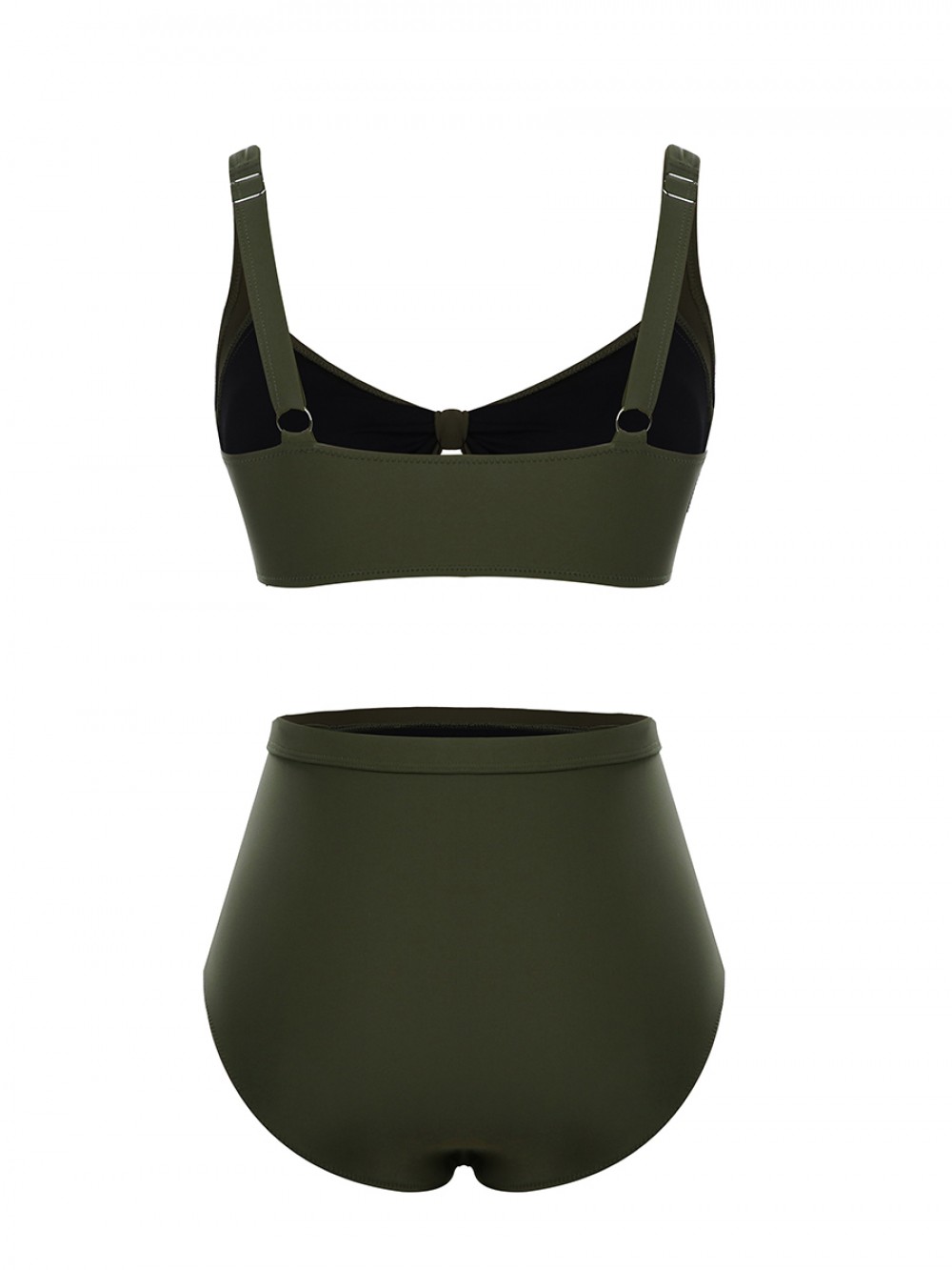 Colorful Blackish Green Hollow-Out Bikini Adjustable Strap