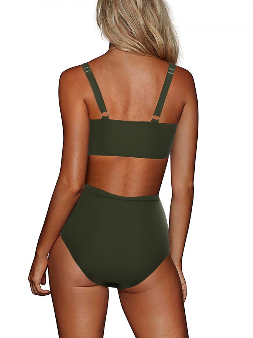 Colorful Blackish Green Hollow-Out Bikini Adjustable Strap