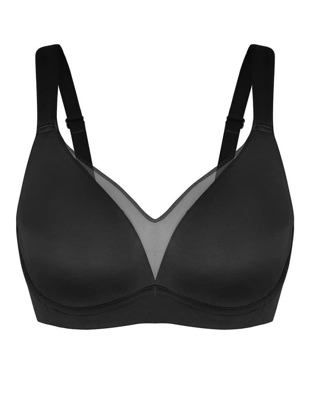 Full Coverage Minimizer Bra Unlined Sheer Mesh Plunge Wide Side Underwire