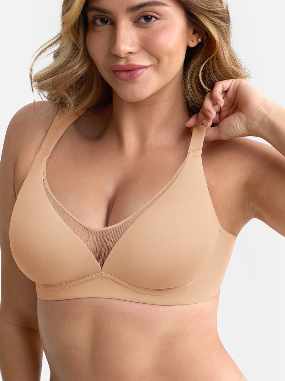 Unlined Minimizer Comfort Bra Full Coverage Underwire Sheer Mesh Plunge