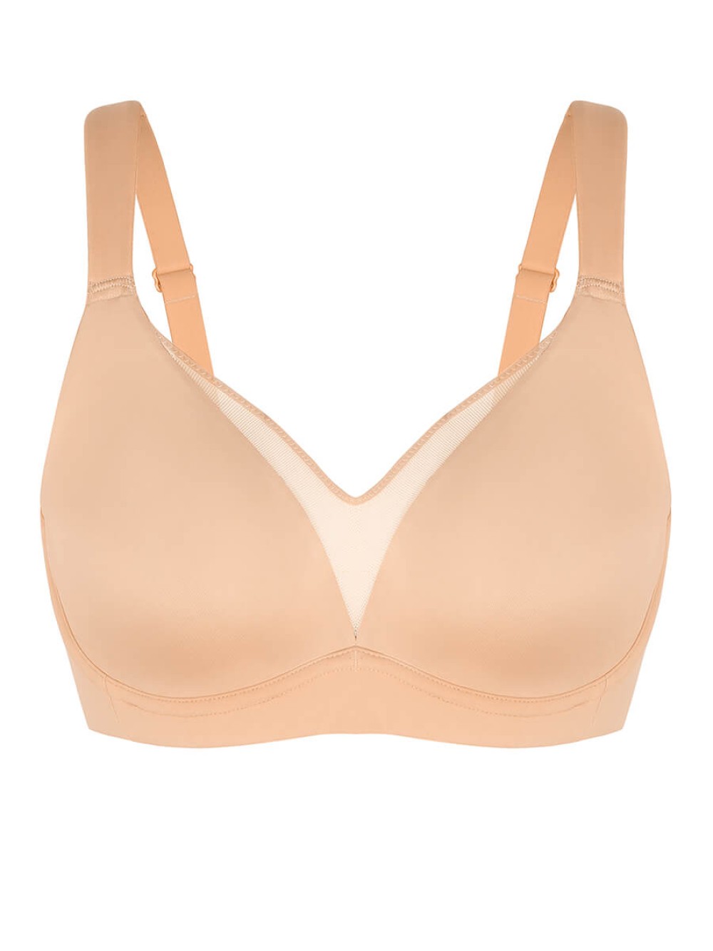 Unlined Minimizer Comfort Bra Full Coverage Underwire Sheer Mesh Plunge