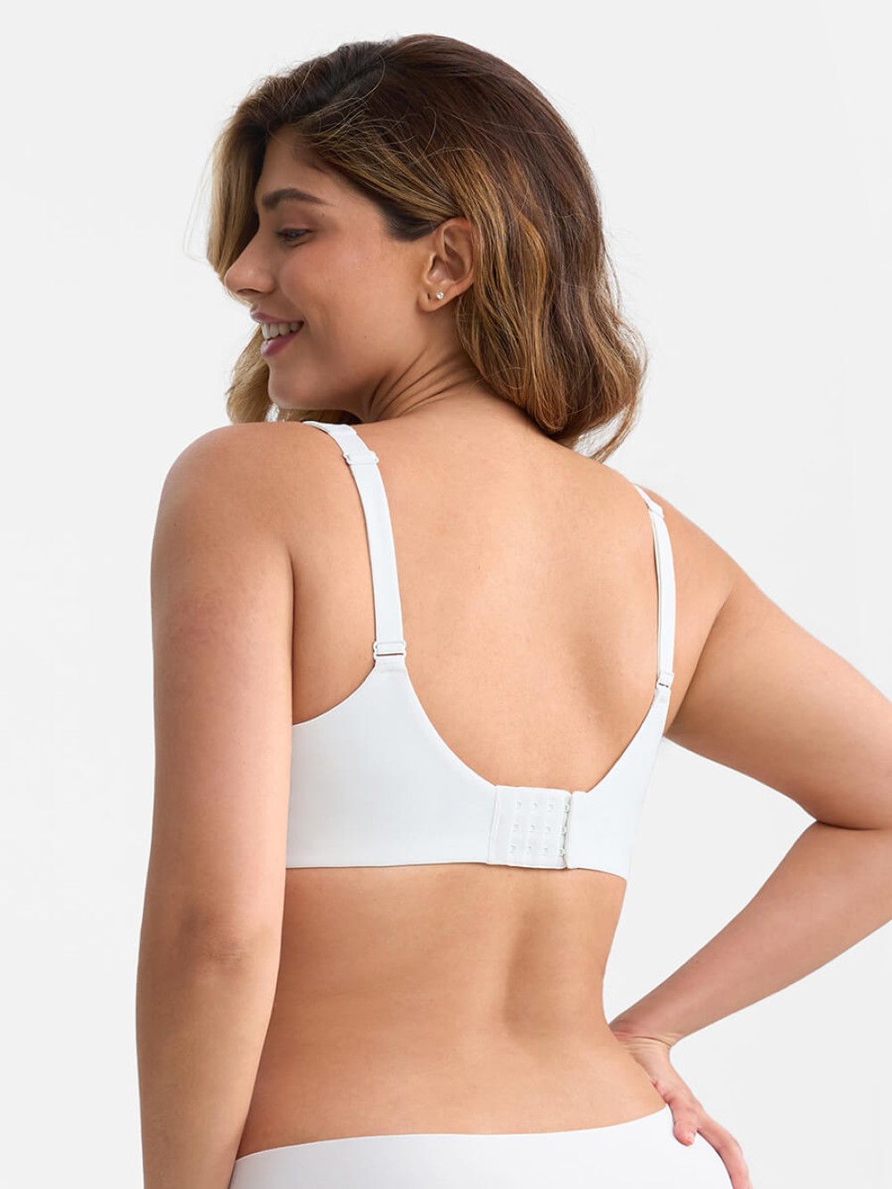 Wide Side Smoothing Minimizer Bra Unlined Underwire Sheer Mesh Plunge