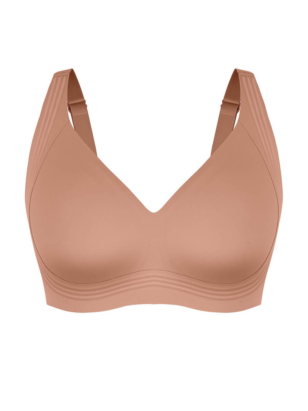 Adjustable Wide Strap Wireless Bra W Jelly Strip Half Fixed Cups