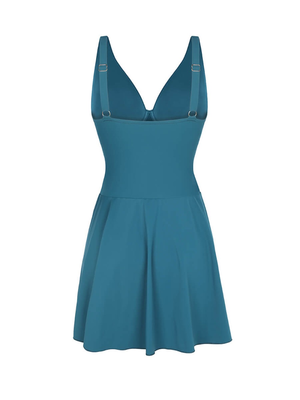 Ruched Design Wide Strap Tummy Control Deep V Swimsuit Cover Up Skirt