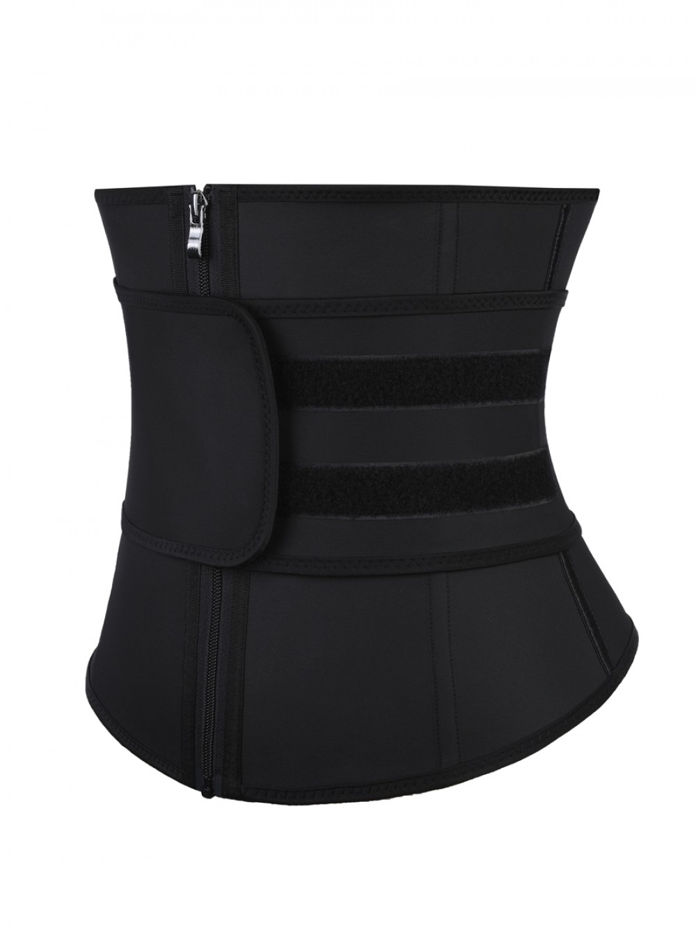 Black Zipper Plus Size Latex Waist Cincher Belt High Compression
