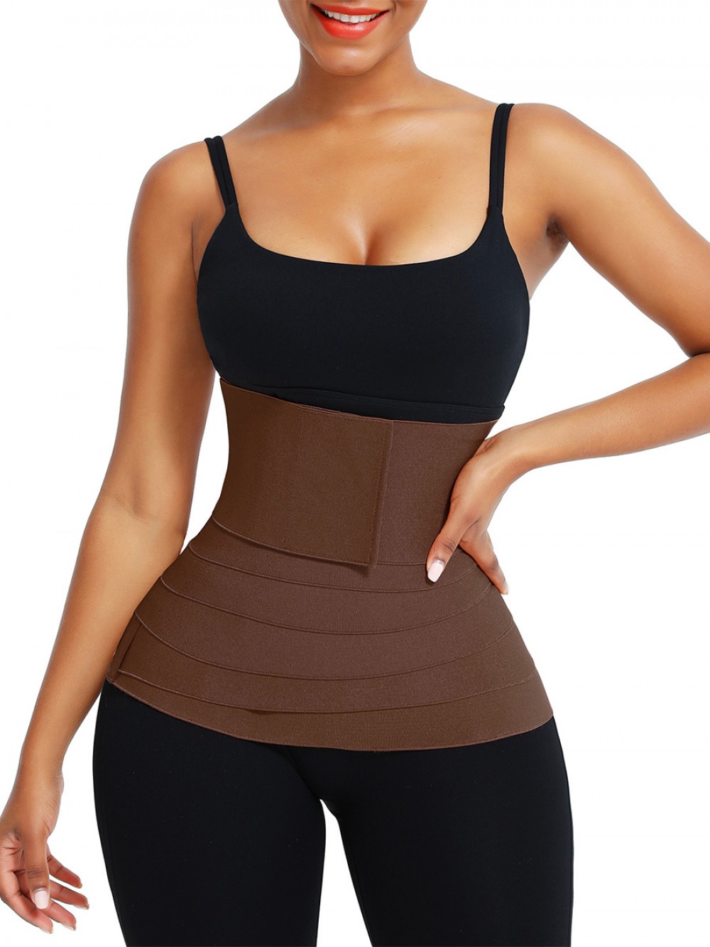 Brown Compression Tummy Trimmer Control Waist Wrap Bandage Belt For Lose Weight