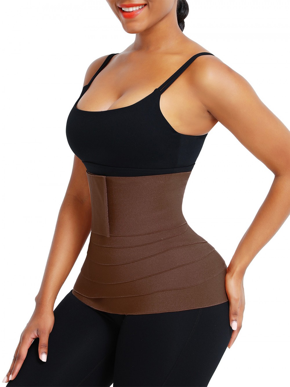 Brown Compression Tummy Trimmer Control Waist Wrap Bandage Belt For Lose Weight