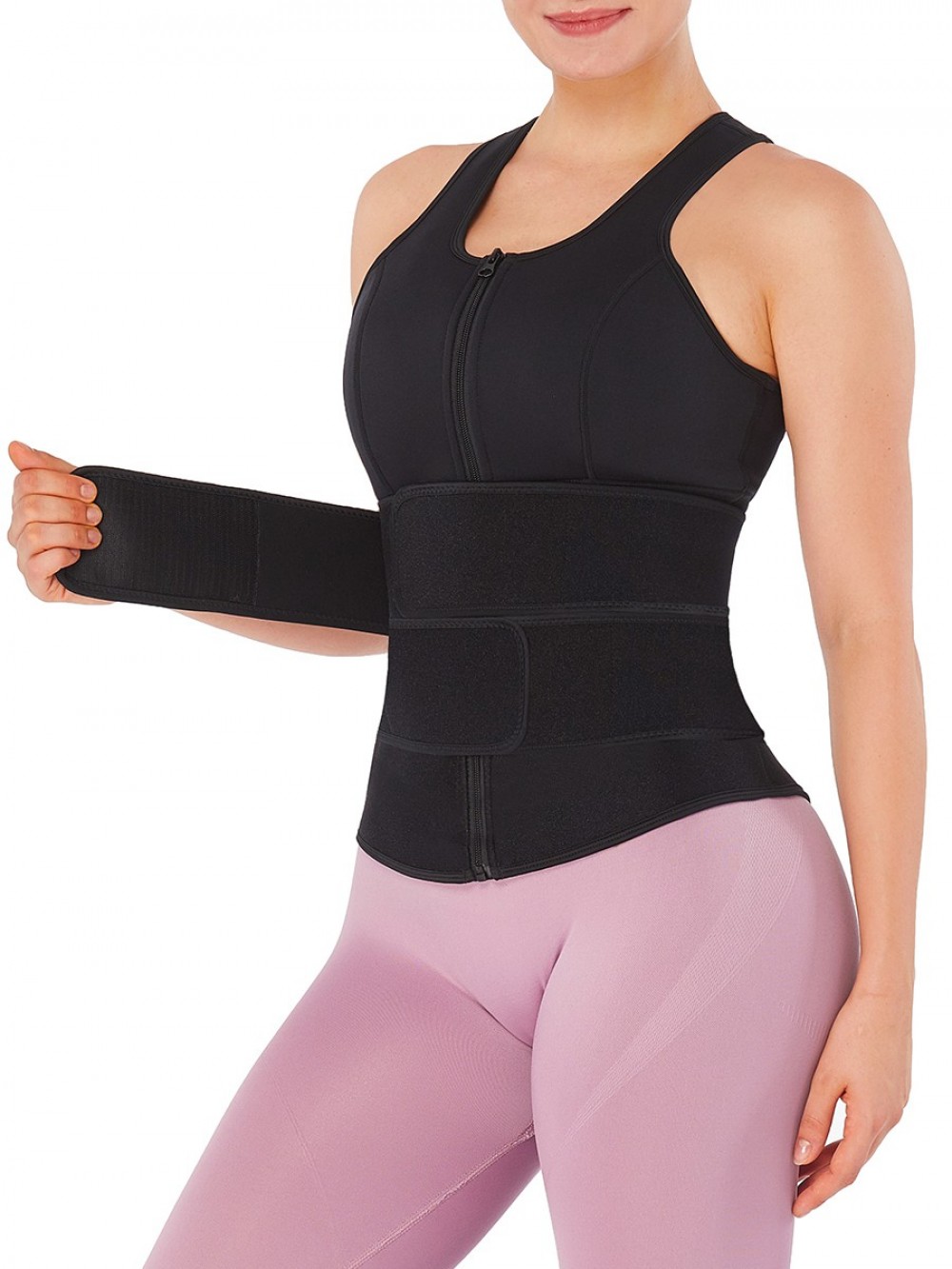 Black Neoprene Waist Trainer Vest Adjustable Belts For Workout
